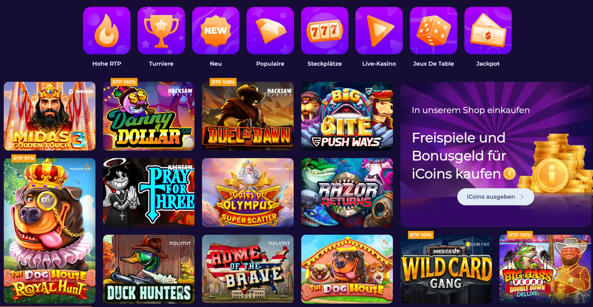 Extra große Spielmenge im iWild Casino