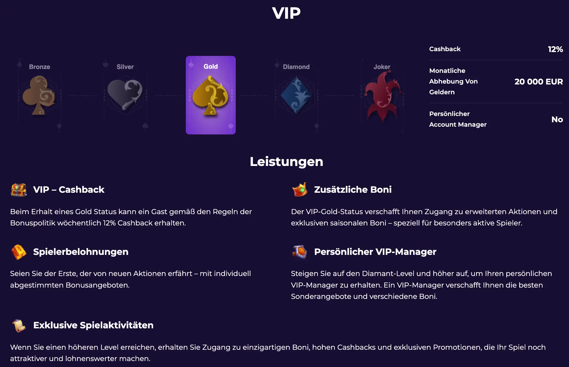 Angebot für eine höhere VIP-Stufe im iWild Casino
